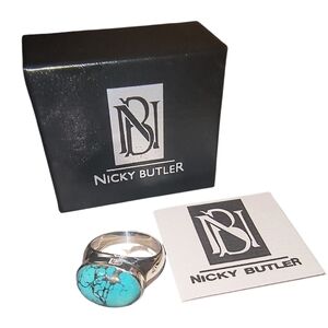 Nicky Butler Signed Turquoise & Sterling Silver Unisex Ring